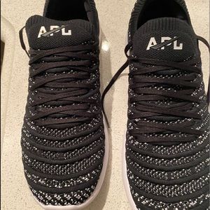 APL running shoes. Black and white tweed